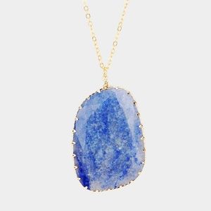 Blue Semi Precious Stone Pendant Necklace